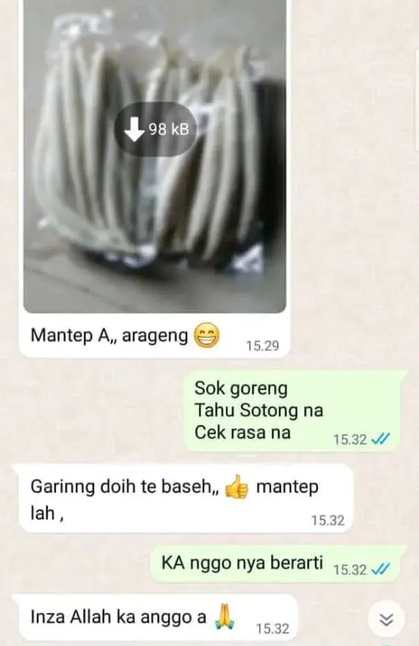 Chat pelanggan mengatakan tahu bulat dan sotongnya besar